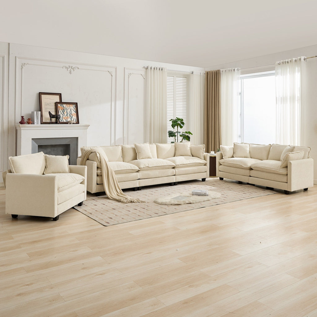 Cloud 4 Seats Sofa (Ottoman is not included) with Chenille Fabric in Beige - HearthHub