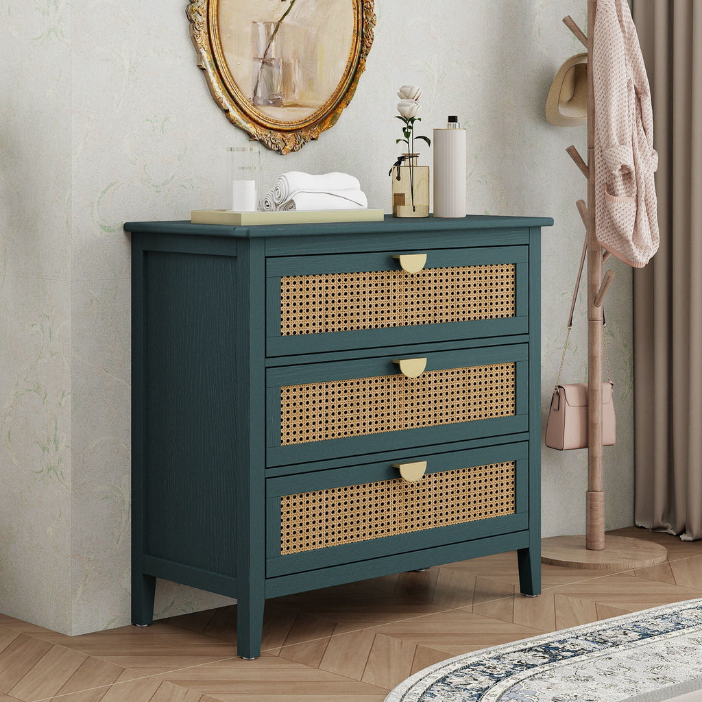 3 Drawer Cabinet, Natural Rattan, American Furniture - HearthHub