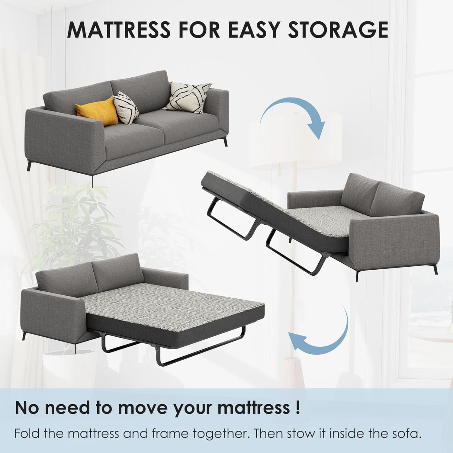 4 - Inch Memory Foam Sofa Mattress Queen Size - HearthHub