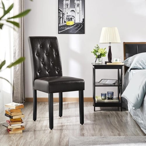 Faux Leather Dining Chairs, Button Tufted Dining Room Chairs with - HearthHub