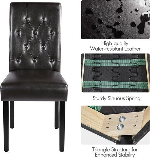Faux Leather Dining Chairs, Button Tufted Dining Room Chairs with - HearthHub