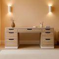 54 Inch Computer Desk With Storage Drawers White Walnut - HearthHub
