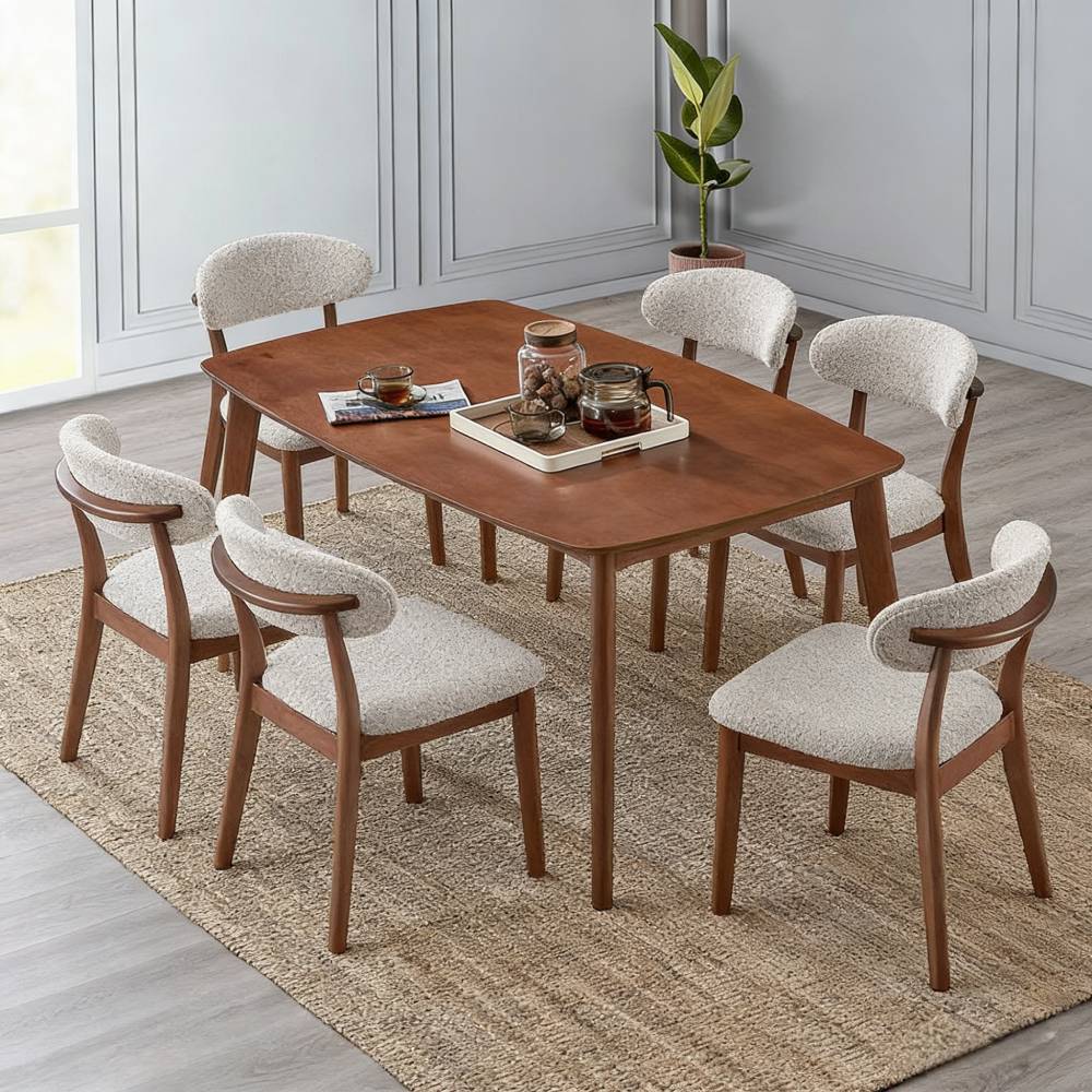 ACTU Scandinavian Dining Table Set with Upholstered Chairs for Small Spaces (Seats 4–6) - HearthHub