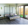 EAST WEST FURNITURE - ATQCBLK - Anniston Canopy Bed with Deluxe Style Headboard and Footboard - Luxurious Metal Frame in Powder Coating Black - HearthHub