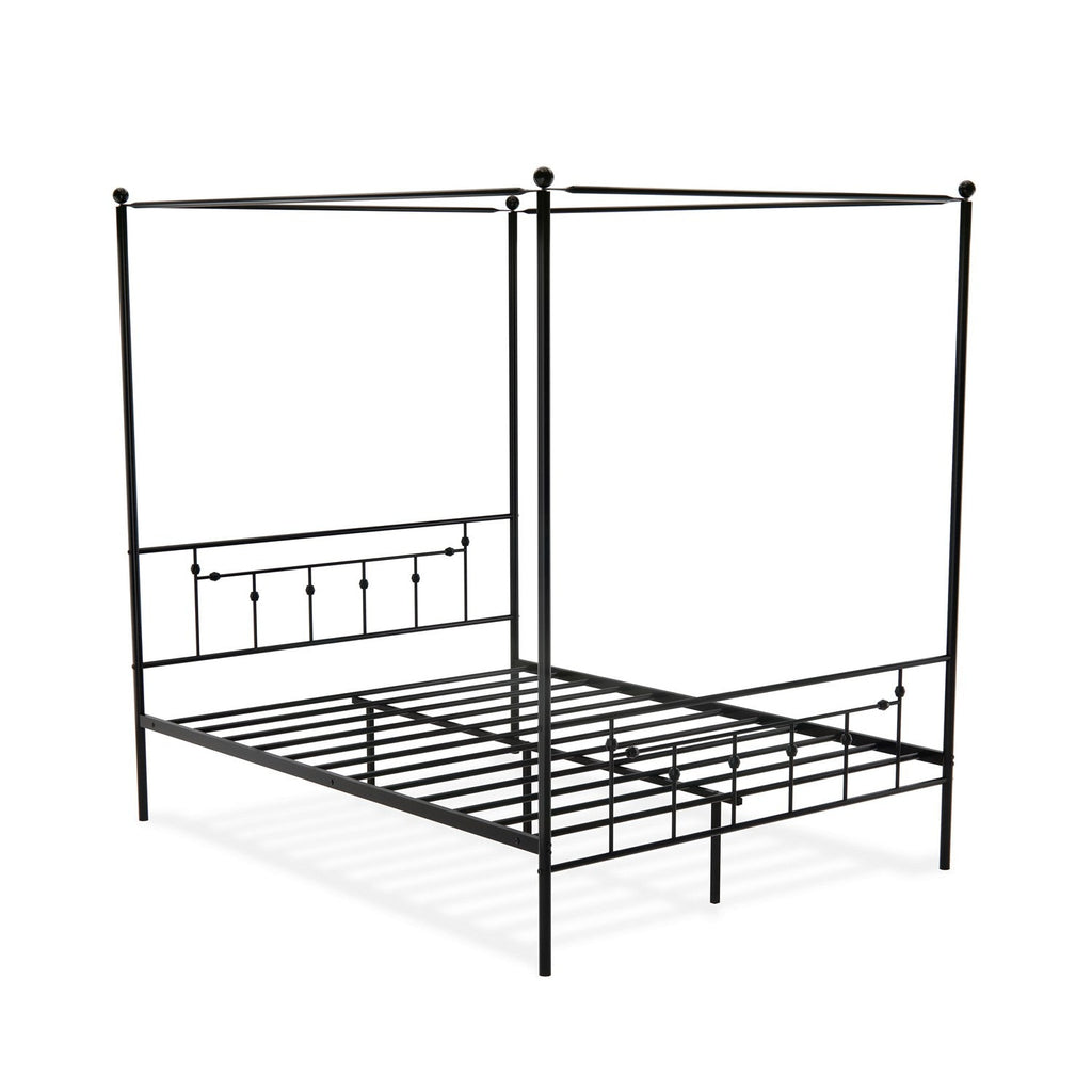 EAST WEST FURNITURE - ATQCBLK - Anniston Canopy Bed with Deluxe Style Headboard and Footboard - Luxurious Metal Frame in Powder Coating Black - HearthHub