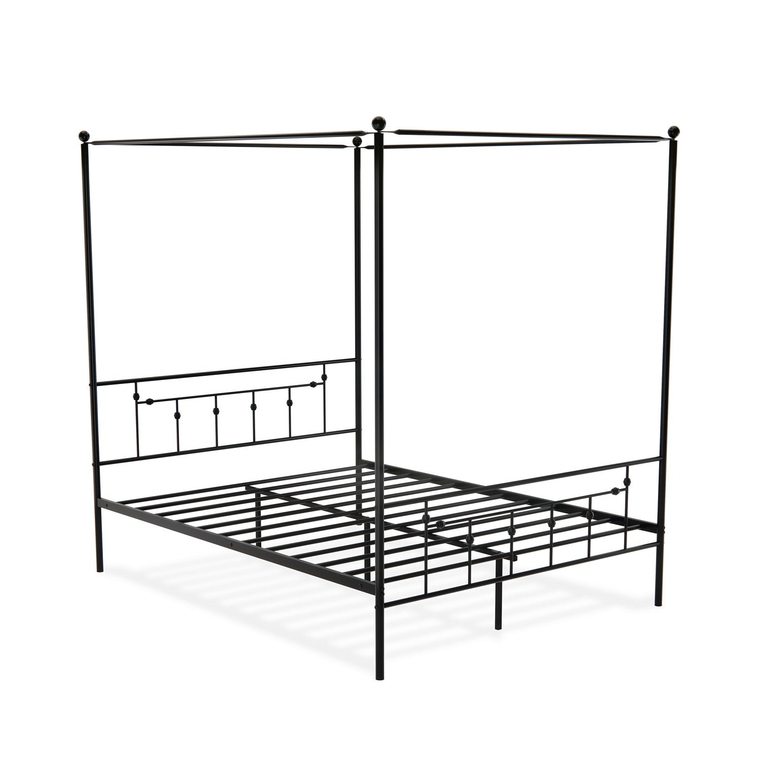 EAST WEST FURNITURE - ATQCBLK - Anniston Canopy Bed with Deluxe Style Headboard and Footboard - Luxurious Metal Frame in Powder Coating Black - HearthHub