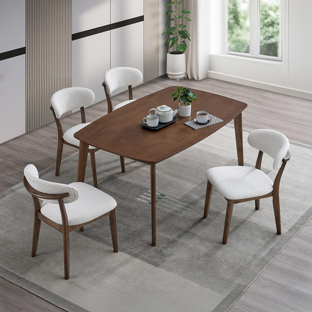 ACTU Scandinavian Dining Table Set with Upholstered Chairs for Small Spaces (Seats 4–6) - HearthHub