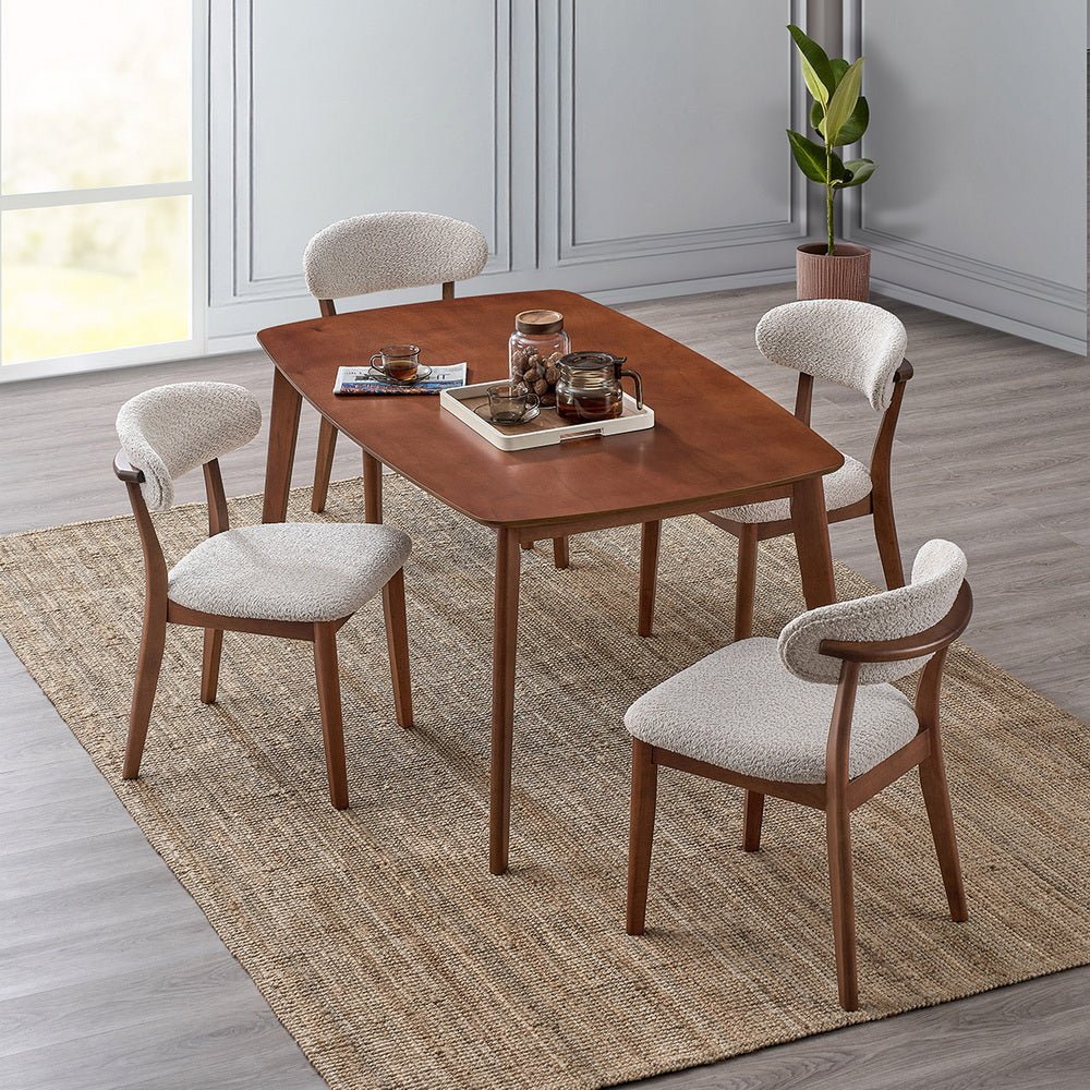 ACTU Scandinavian Dining Table Set with Upholstered Chairs for Small Spaces (Seats 4–6) - HearthHub