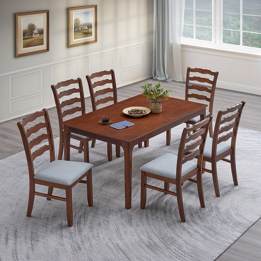 ACTU Farmhouse Dining Table Set with Upholstered Chairs for 4–6 - HearthHub