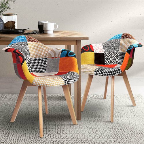 Artiss Set of 2 Fabric Dining Chairs - HearthHub