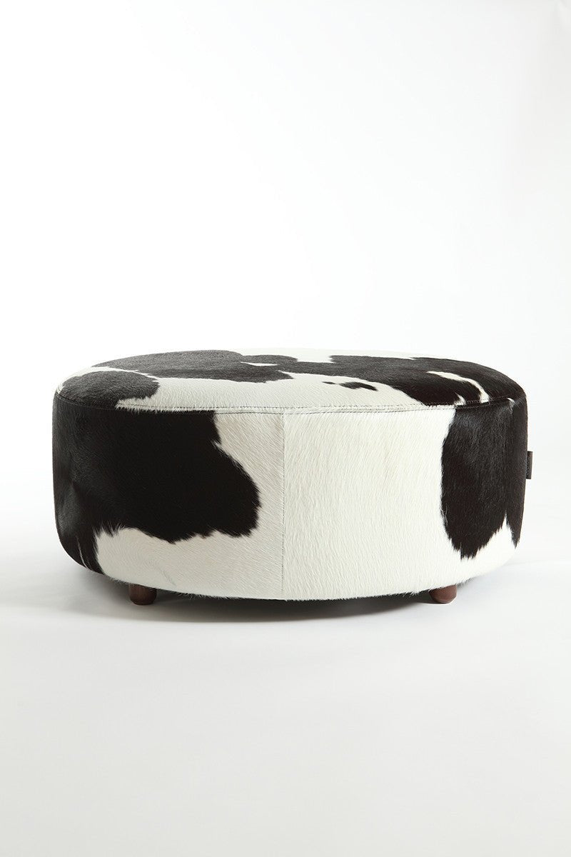 Round Cowhide Ottoman - HearthHub