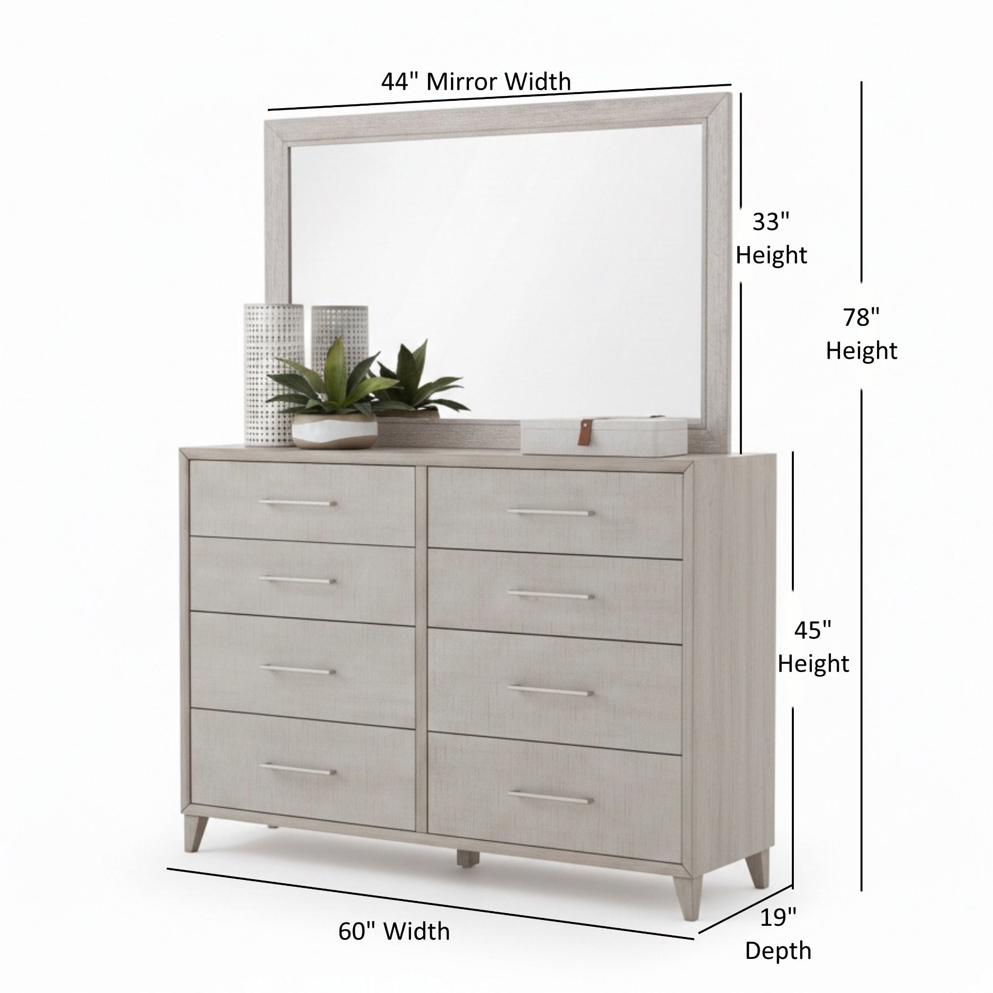 Cape Eight Drawers Wood Dresser with Mirror - HearthHub