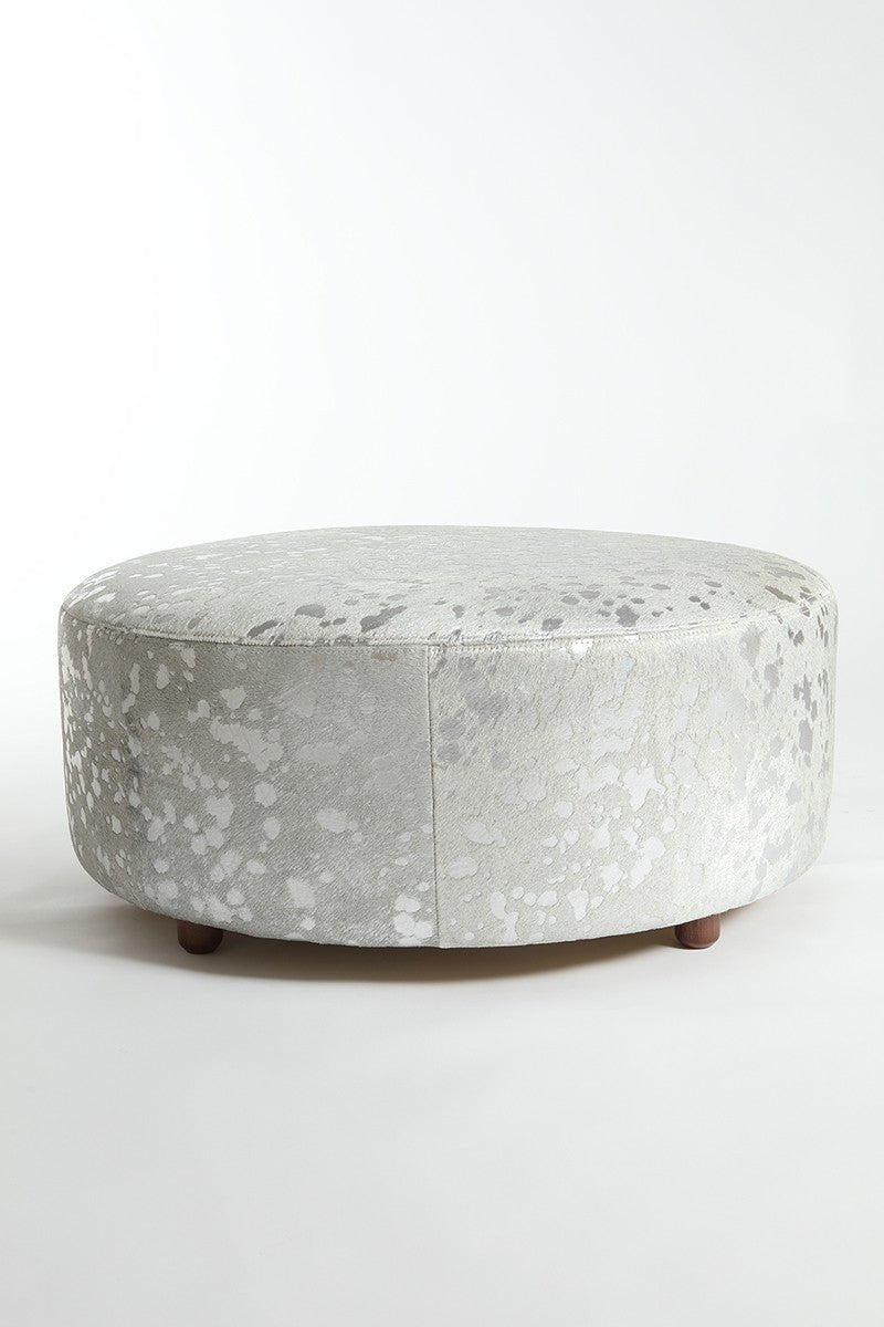 Round Cowhide Ottoman - HearthHub