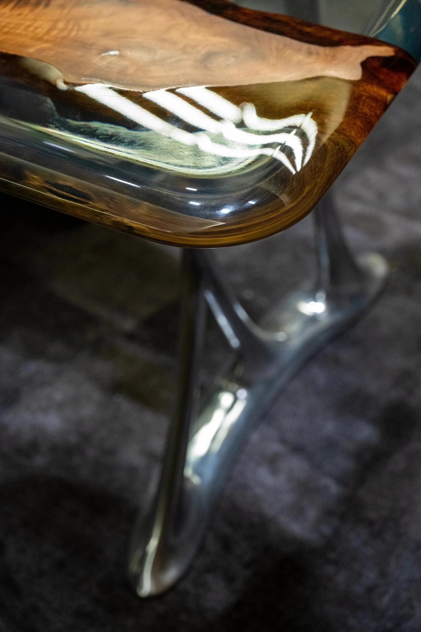 Luxury D - Shaped Walnut & Epoxy Executive Desk - HearthHub
