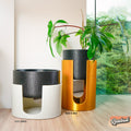 Modern Elevated Planter and Plant Stand Set - 2 - Piece Plant Pot with Drainage in Multi Colors & Sizes, Mid - Century Modern Indoor Plant Stand - HearthHub