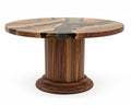 Round Dining Table with Solid Wood Drum Pedestal Base - HearthHub