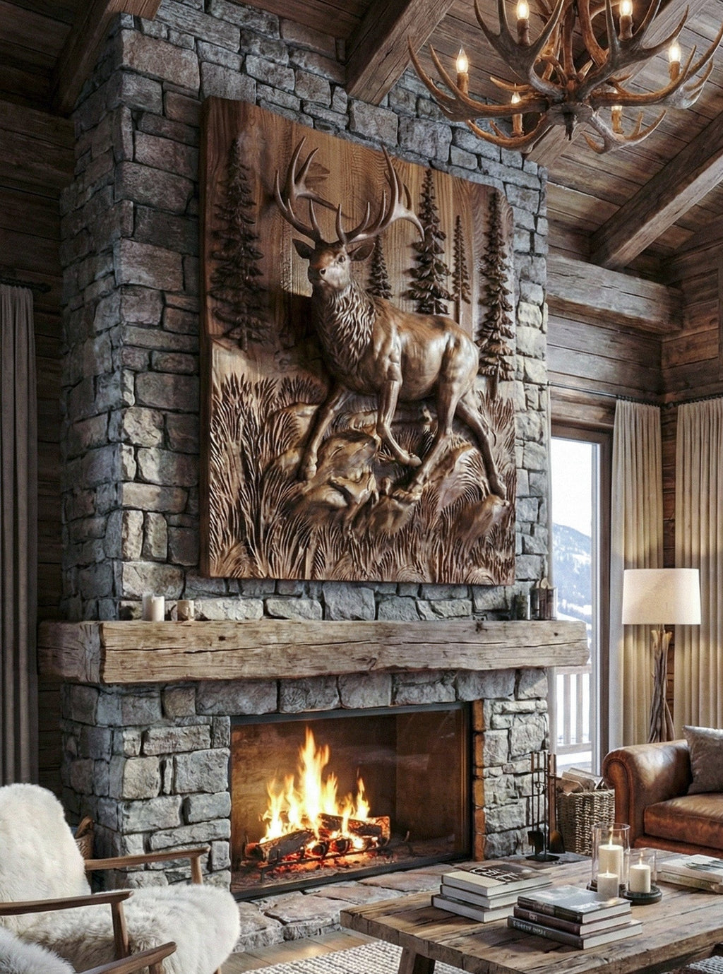 Wooden Deer - Elk 3D Wood Relief Wall Art - HearthHub