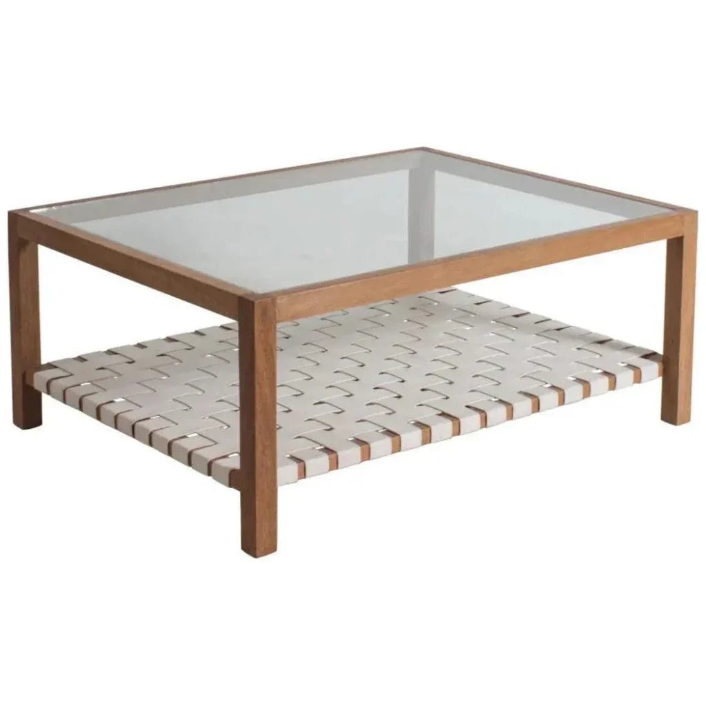 Glass & Leather Coffee Table Peyton Storage - HearthHub