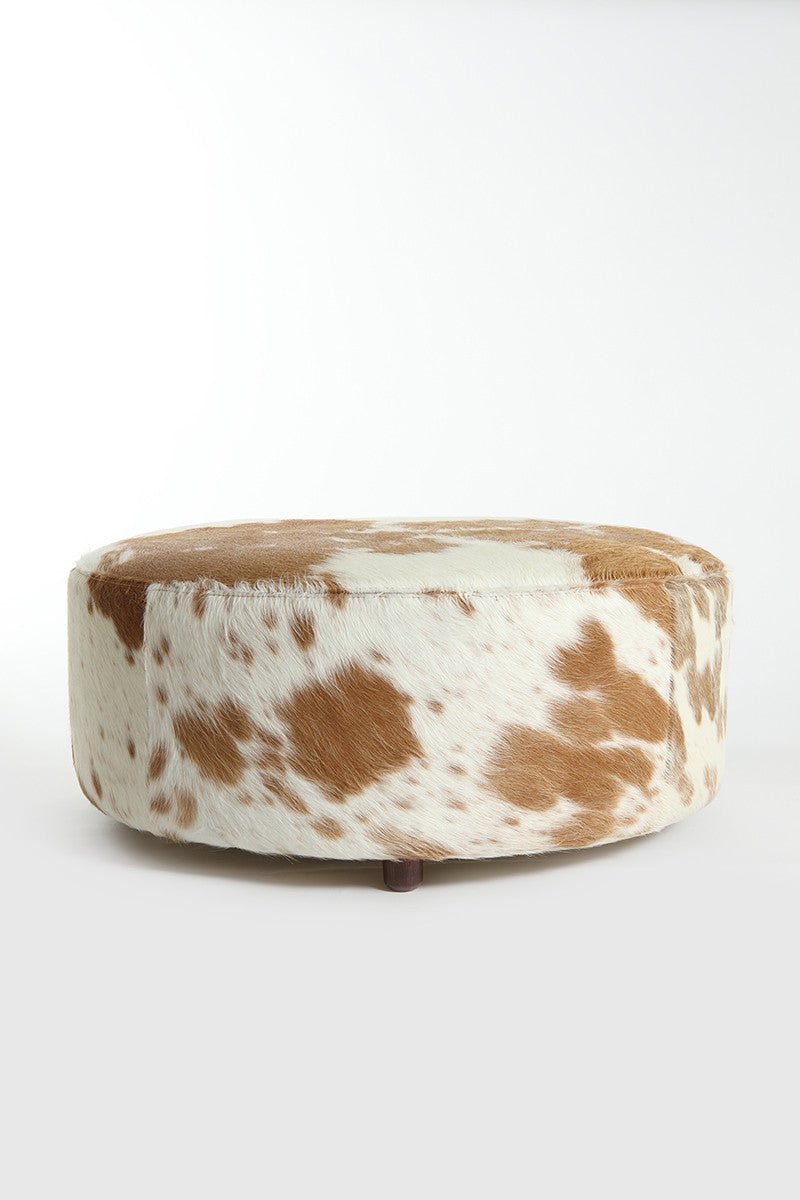 Round Cowhide Ottoman - HearthHub
