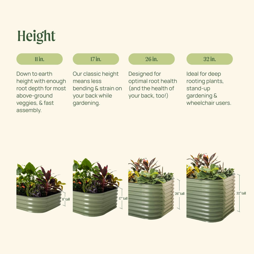 17" Tall 9 In 1 Large Modular Metal Raised Garden Bed Kit - HearthHub