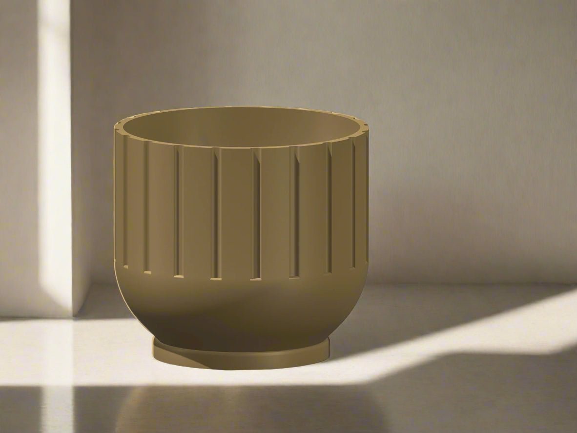 Modern Indoor Planter with Drainage – 3D Printed Fluted Plant Pot, Vertical Ribbed Design, Minimalist Decor Accent, Mid - Bubble - HearthHub