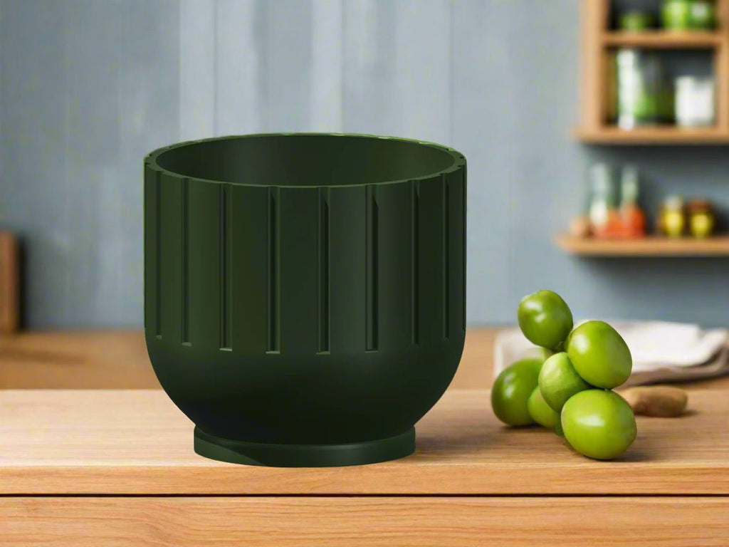 Modern Indoor Planter with Drainage – 3D Printed Fluted Plant Pot, Vertical Ribbed Design, Minimalist Decor Accent, Mid - Bubble - HearthHub