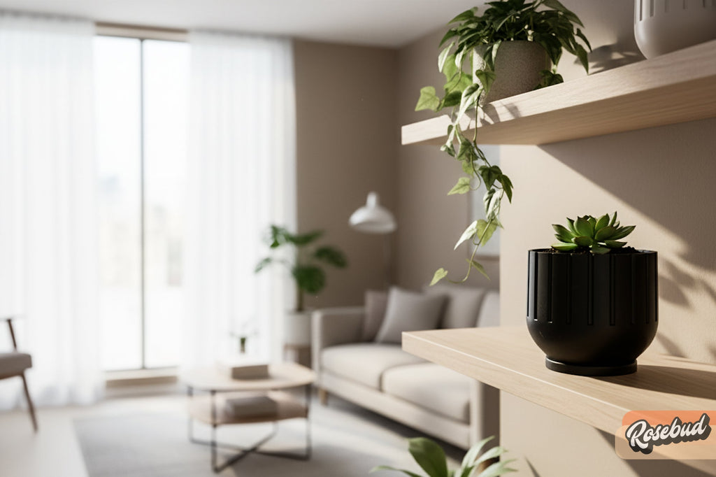 Modern Indoor Planter with Drainage – 3D Printed Fluted Plant Pot, Vertical Ribbed Design, Minimalist Decor Accent, Mid - Bubble - HearthHub