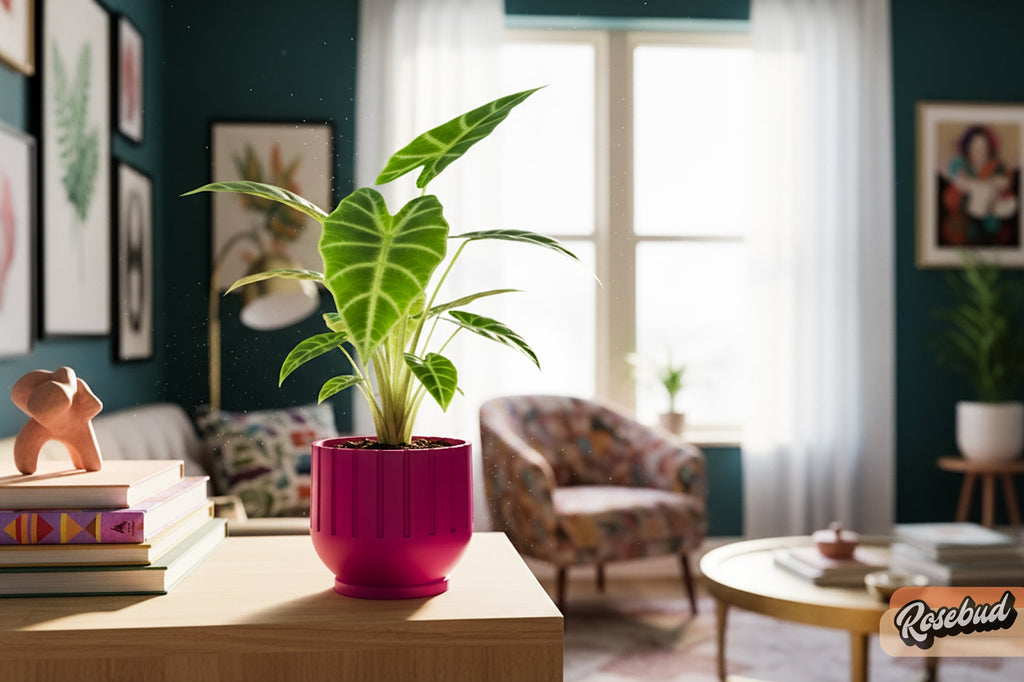 Modern Indoor Planter with Drainage – 3D Printed Fluted Plant Pot, Vertical Ribbed Design, Minimalist Decor Accent, Mid - Bubble - HearthHub