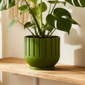 Modern Indoor Planter with Drainage – 3D Printed Fluted Plant Pot, Vertical Ribbed Design, Minimalist Decor Accent, Mid - Bubble - HearthHub