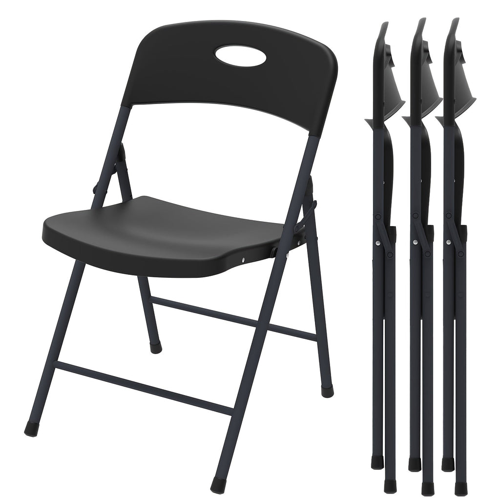 2/4/6 Pack White Plastic Folding Chairs Heavy Duty Metal Frame Indoor Outdoor - HearthHub