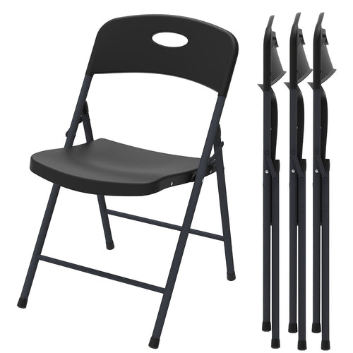 2/4/6 Pack White Plastic Folding Chairs Heavy Duty Metal Frame Indoor Outdoor - HearthHub
