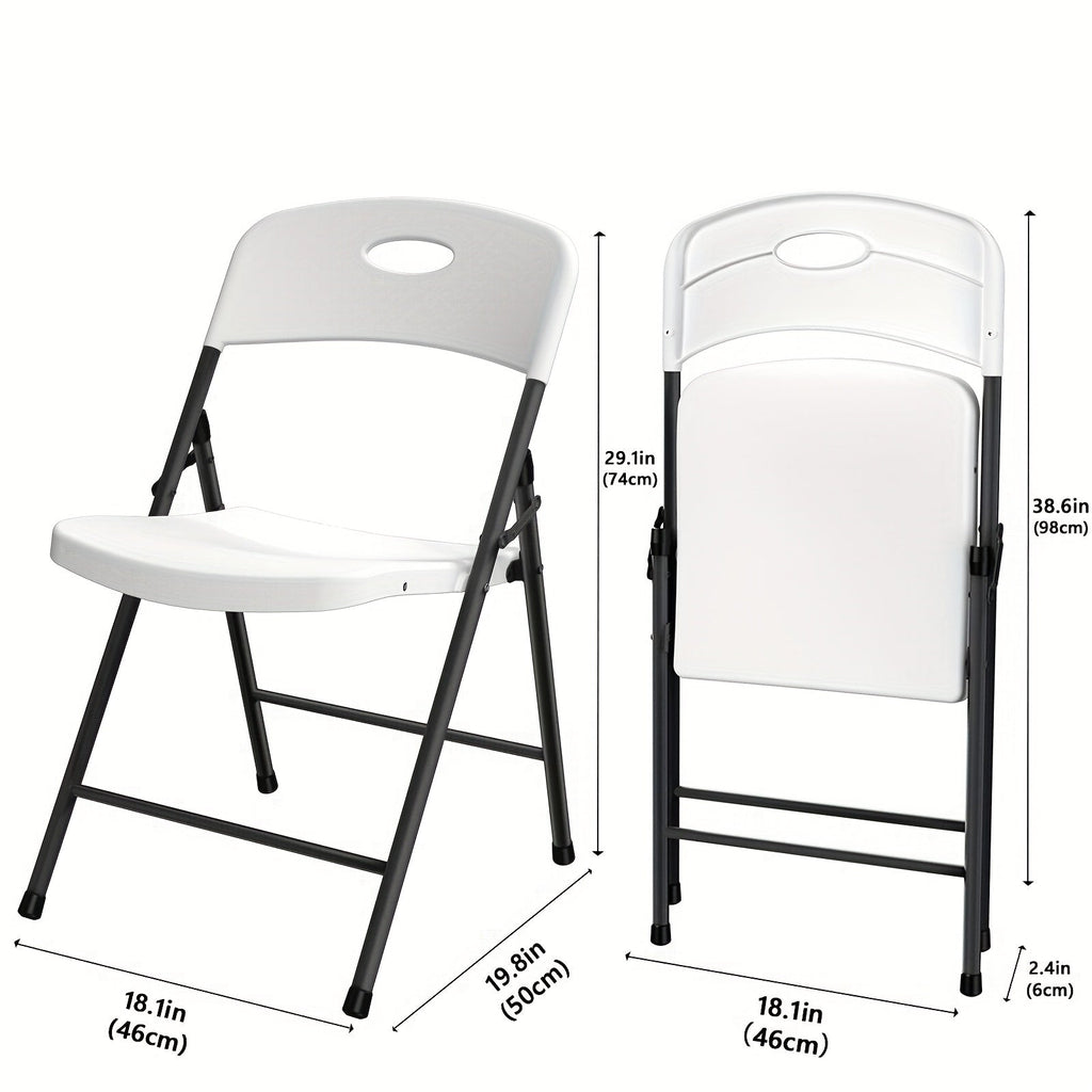 2/4/6 Pack White Plastic Folding Chairs Heavy Duty Metal Frame Indoor Outdoor - HearthHub