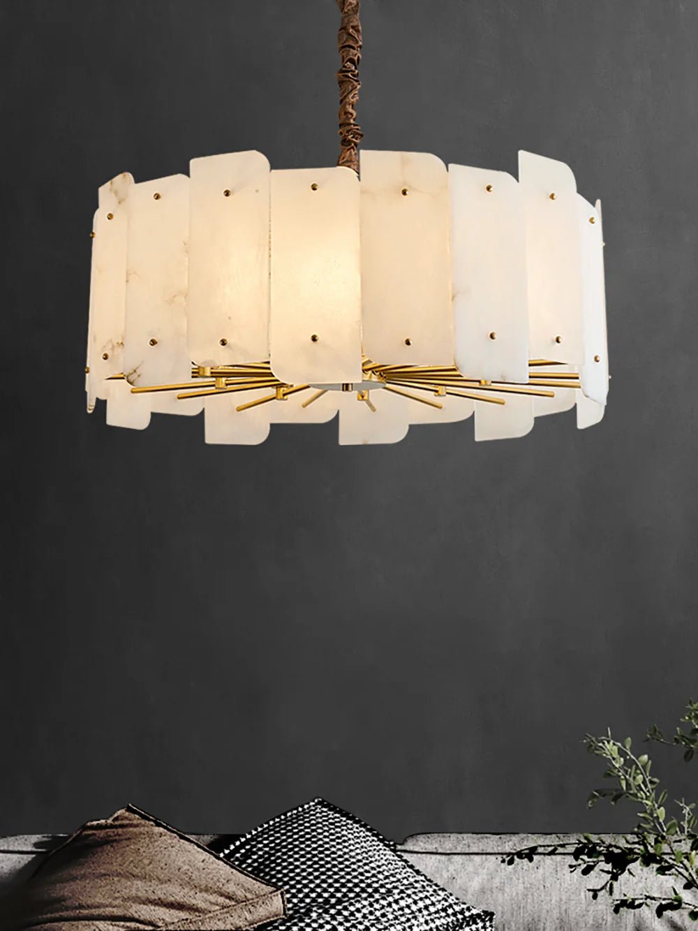 Alabaster Lorry Round Copper Chandelier - HearthHub