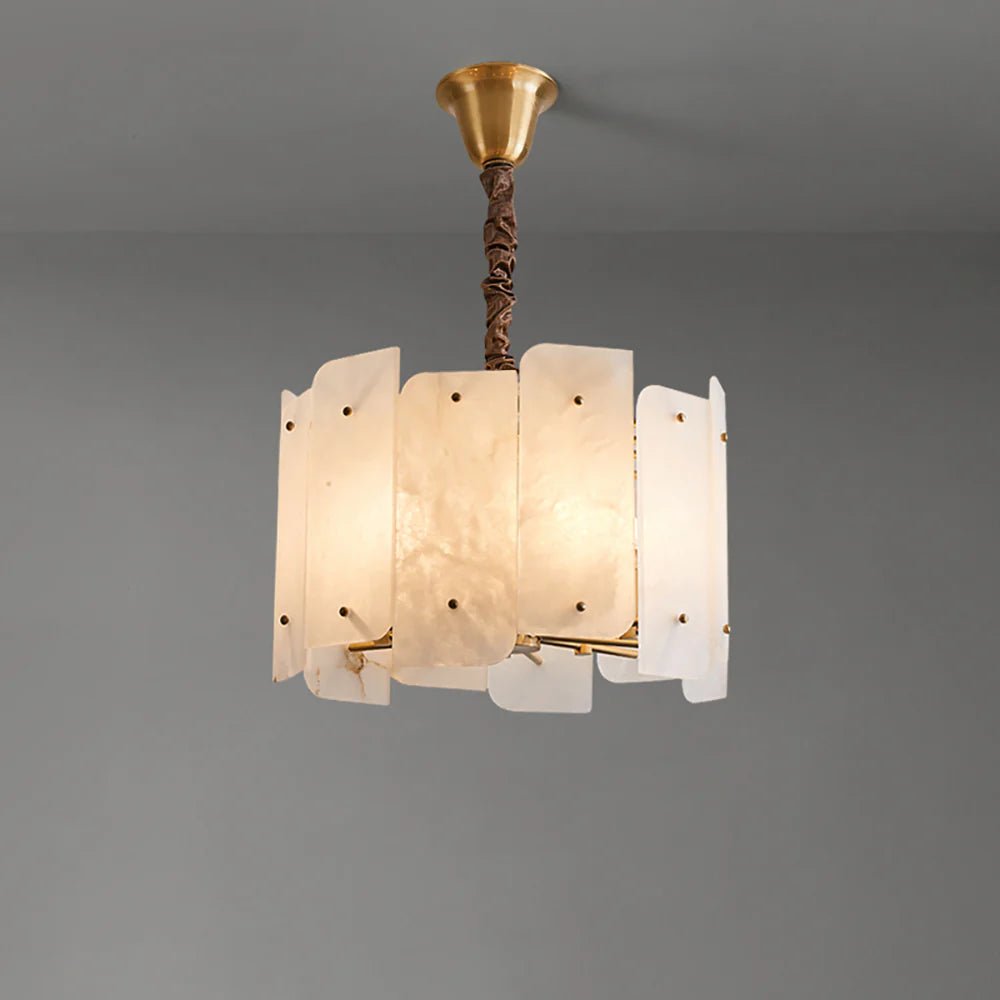 Alabaster Lorry Round Copper Chandelier - HearthHub