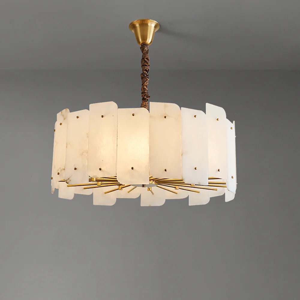 Alabaster Lorry Round Copper Chandelier - HearthHub