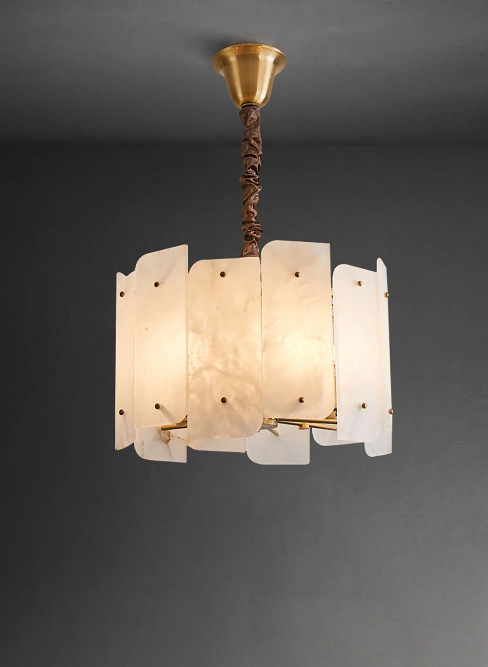 Alabaster Lorry Round Copper Chandelier - HearthHub
