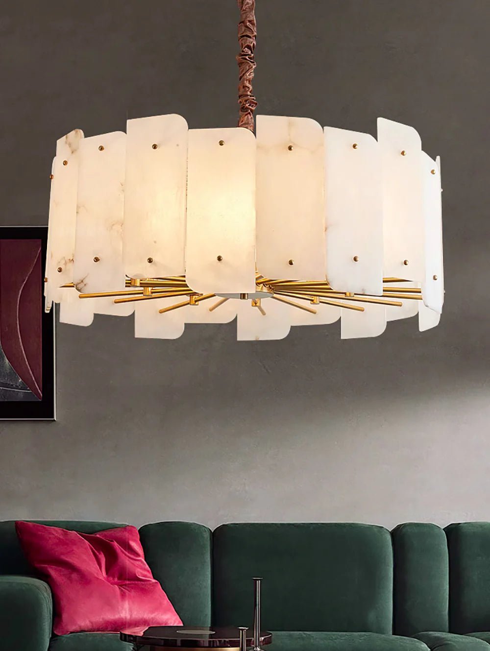 Alabaster Lorry Round Copper Chandelier - HearthHub