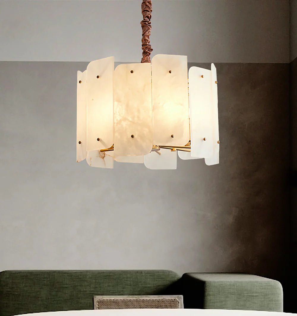 Alabaster Lorry Round Copper Chandelier - HearthHub
