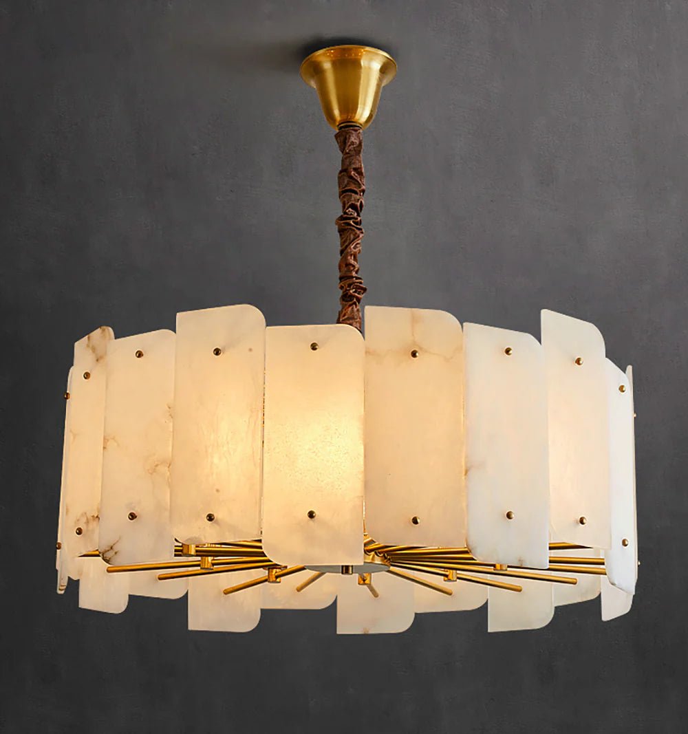 Alabaster Lorry Round Copper Chandelier - HearthHub