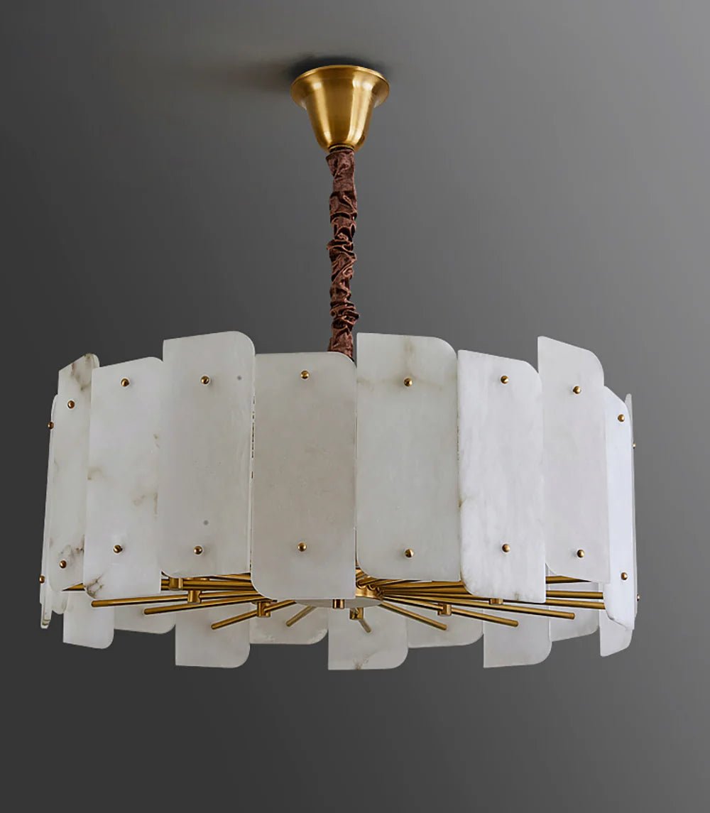 Alabaster Lorry Round Copper Chandelier - HearthHub