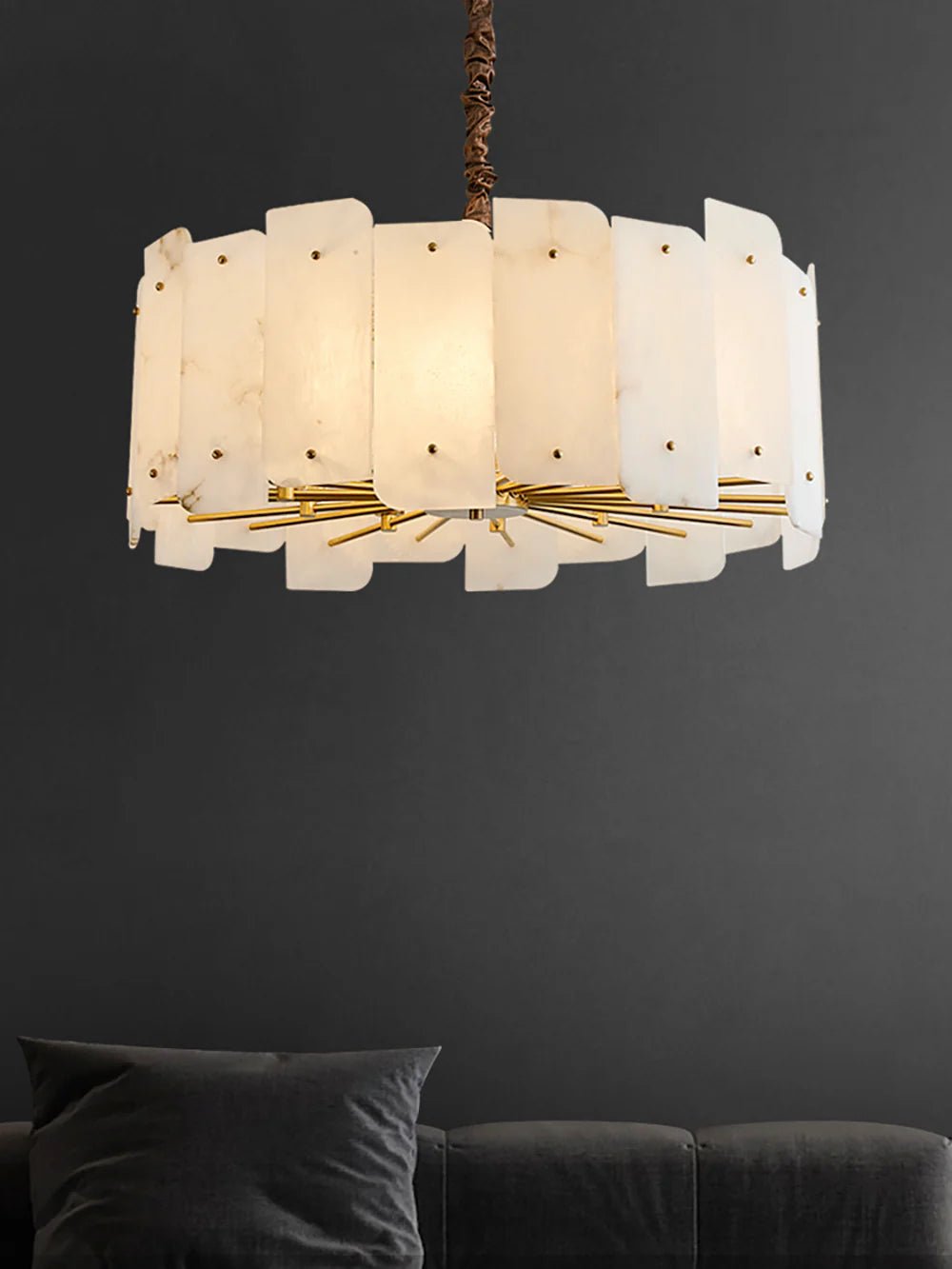 Alabaster Lorry Round Copper Chandelier - HearthHub