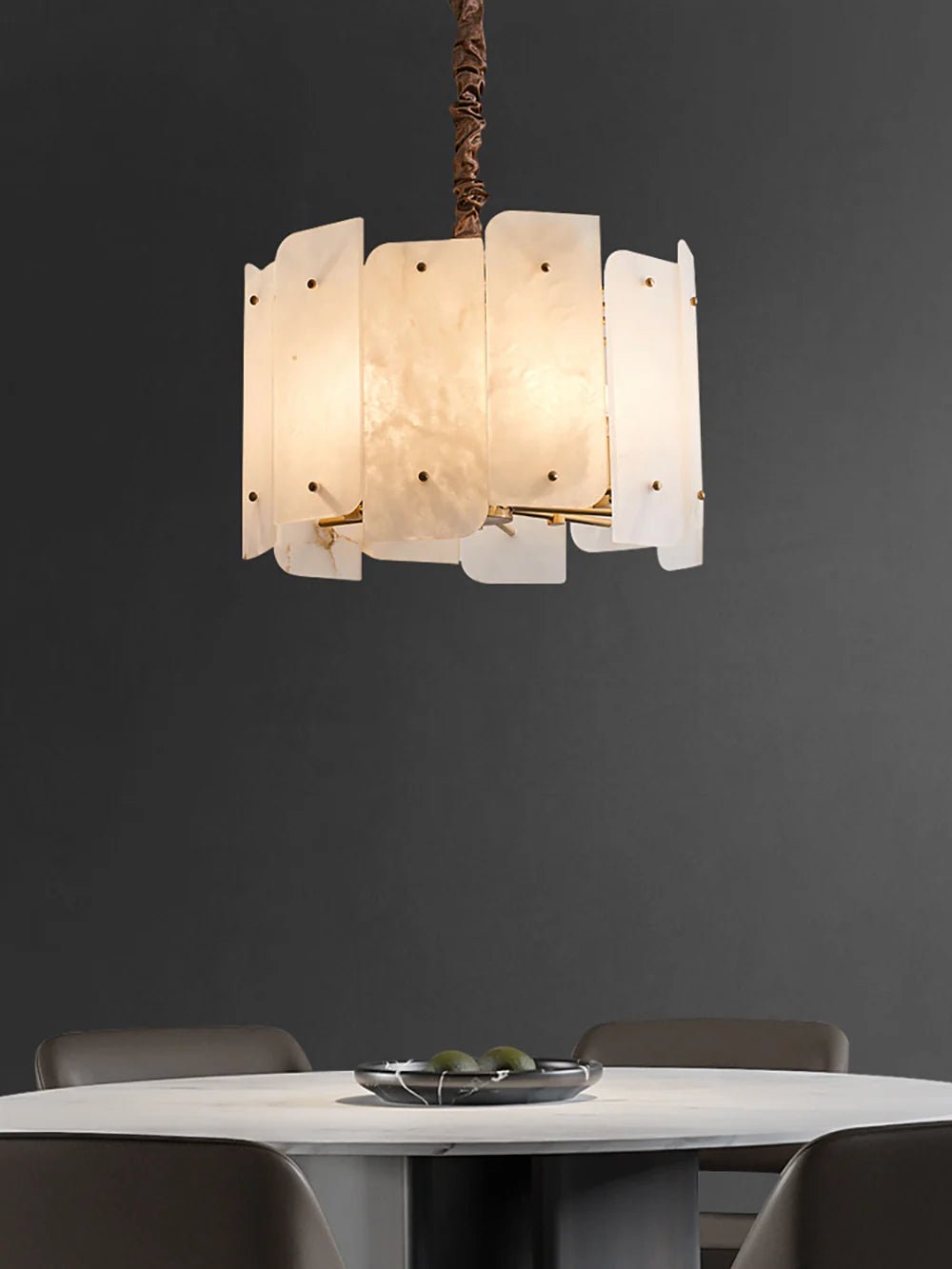 Alabaster Lorry Round Copper Chandelier - HearthHub