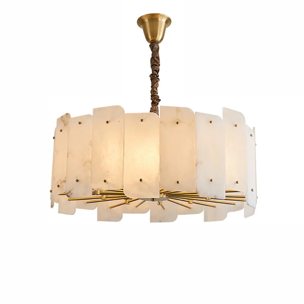 Alabaster Lorry Round Copper Chandelier - HearthHub