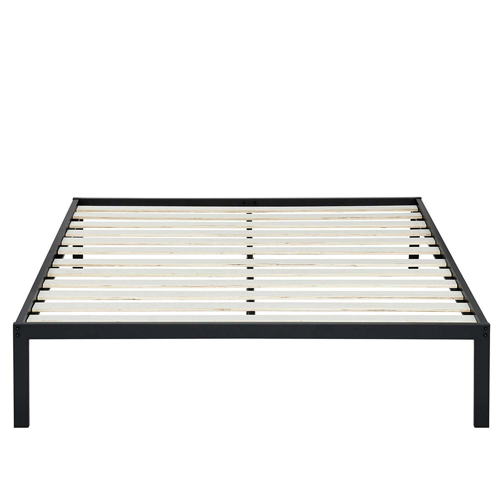 Queen size Steel Metal Platform Bed Frame with Wood Slats - HearthHub