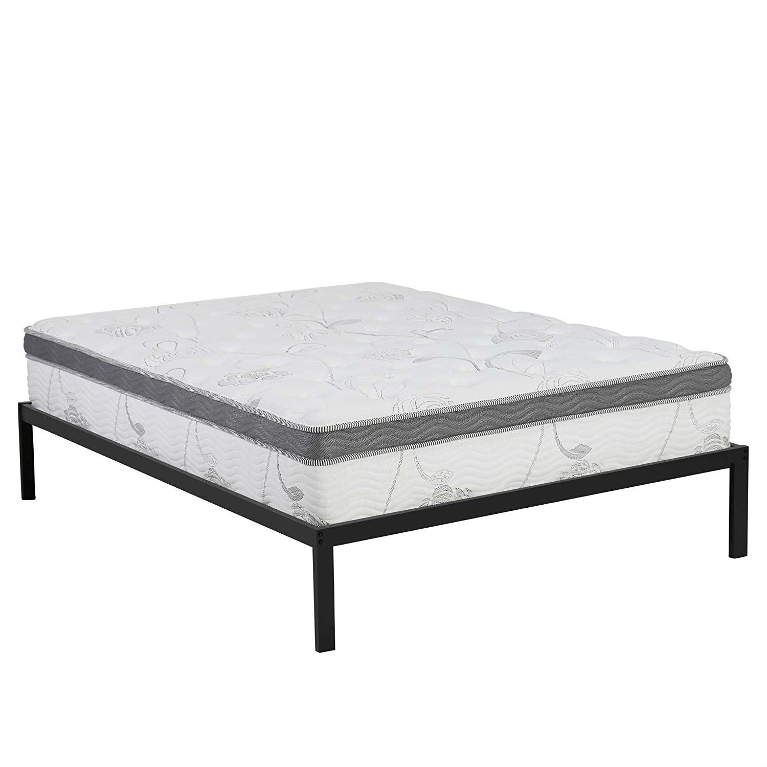 Queen size Steel Metal Platform Bed Frame with Wood Slats - HearthHub