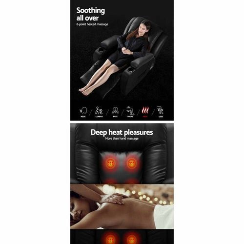 Artiss Recliner Chair Electric Heated Massage Chairs Faux Leather - HearthHub