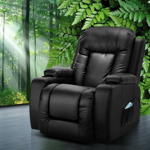 Artiss Recliner Chair Electric Heated Massage Chairs Faux Leather - HearthHub
