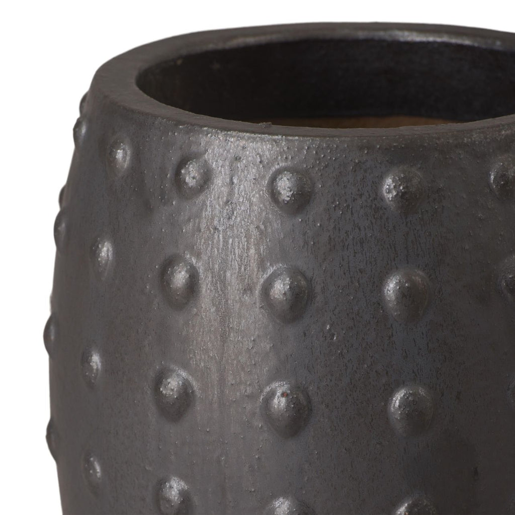 Round Studded Handcrafted Ceramic Outdoor Planter - HearthHub