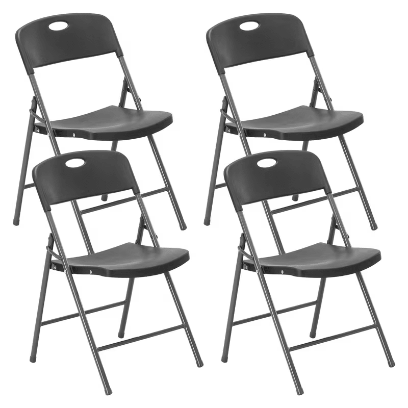 2/4/6 Pack White Plastic Folding Chairs Heavy Duty Metal Frame Indoor Outdoor - HearthHub