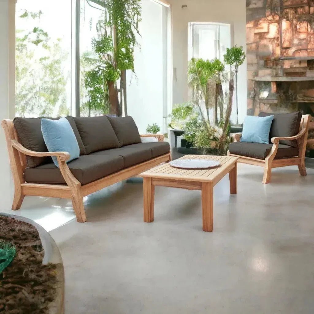 Sonoma Teak Deep Outdoor Couch with Sunbrella Cushions - HearthHub